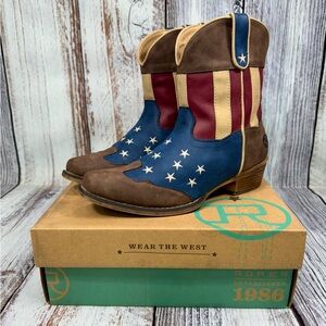 Women’s Roper Western Ankle Boots with Stars and Stripes American Flag Size 10.5